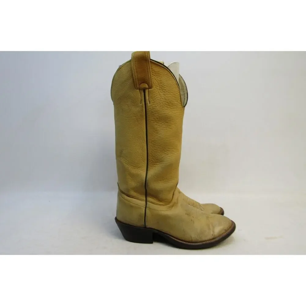 USA Olathe Mens Size 8 D Tan Leather Cowboy Western Boots